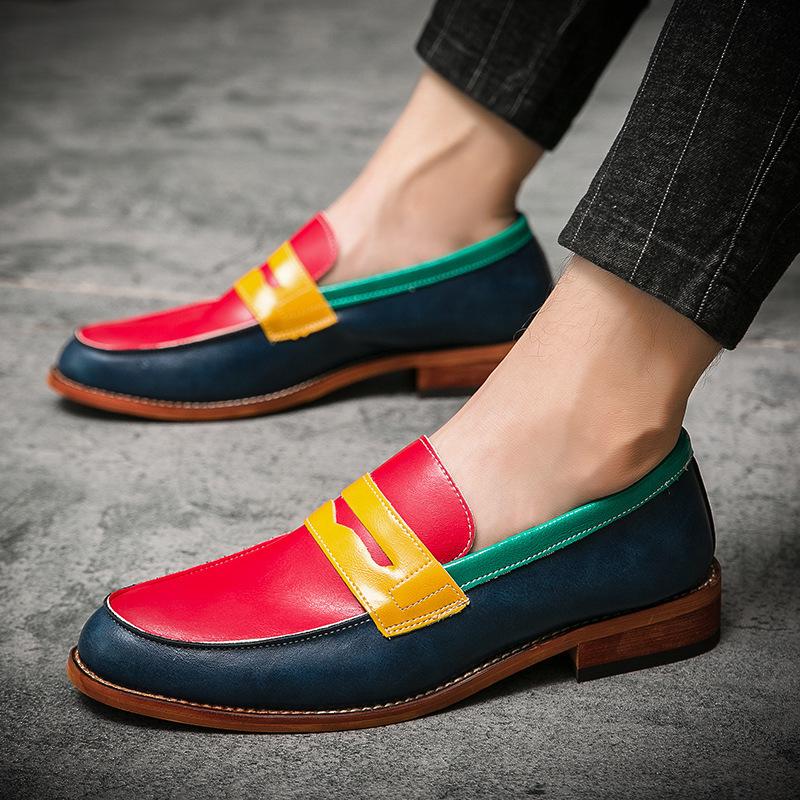 Men's Large-Size British Style Leather Loafers – Trendy Slip-On Driving Shoes for Hair Stylists.