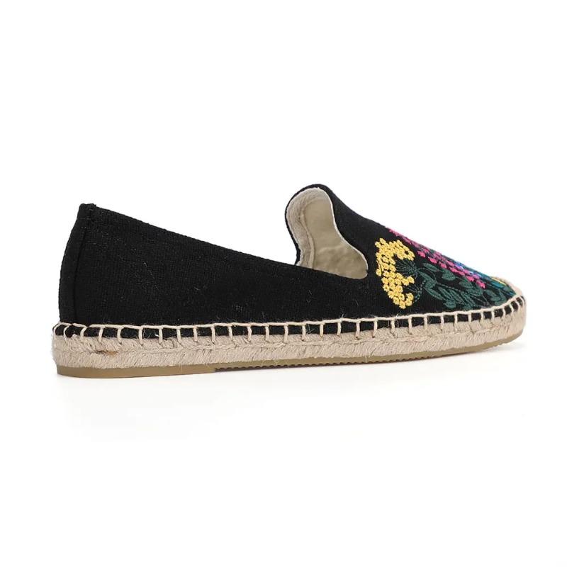 Espadrile LUXSOLE Pantofi Casual Femei cu Platformă Joasă din Cânepă Brodată, Vârf Rotund Primăvară/Toamnă Confortabili
