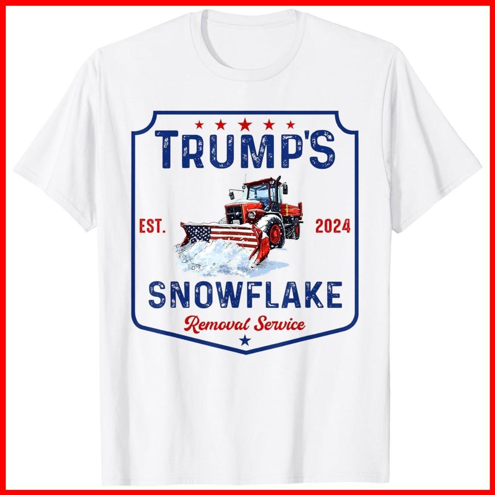 Trump s Snowflake Removal Service Funny Trump 2024 White Cotton T-Shirt Unisex T-Shirt M