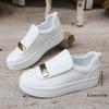 New Autumn European American Style Women's Thick Soled Solid Color Metal Flat Casual Shoes