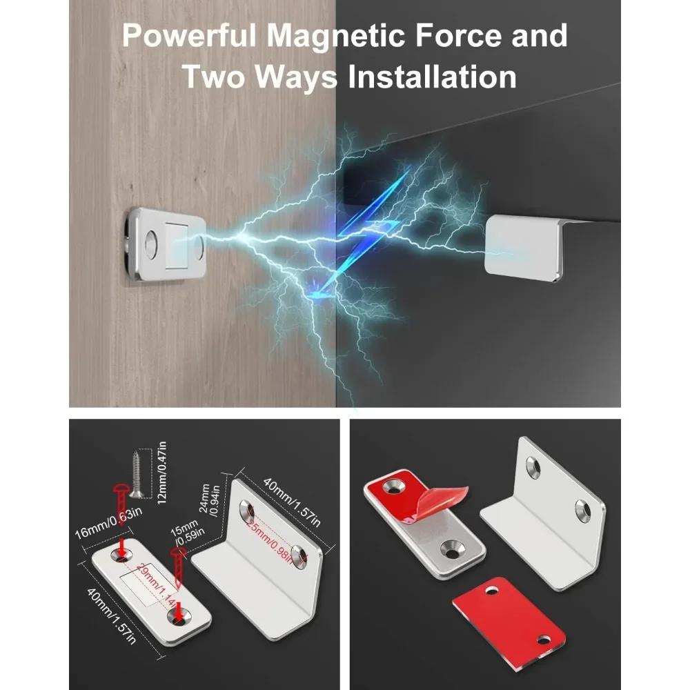 2 Stück Magnetischer Türschnapper - Unsichtbare Starke Haftung, Bohrmontage, Nahtlose Freigabe - Ideal für Schränke, Schiebetüren