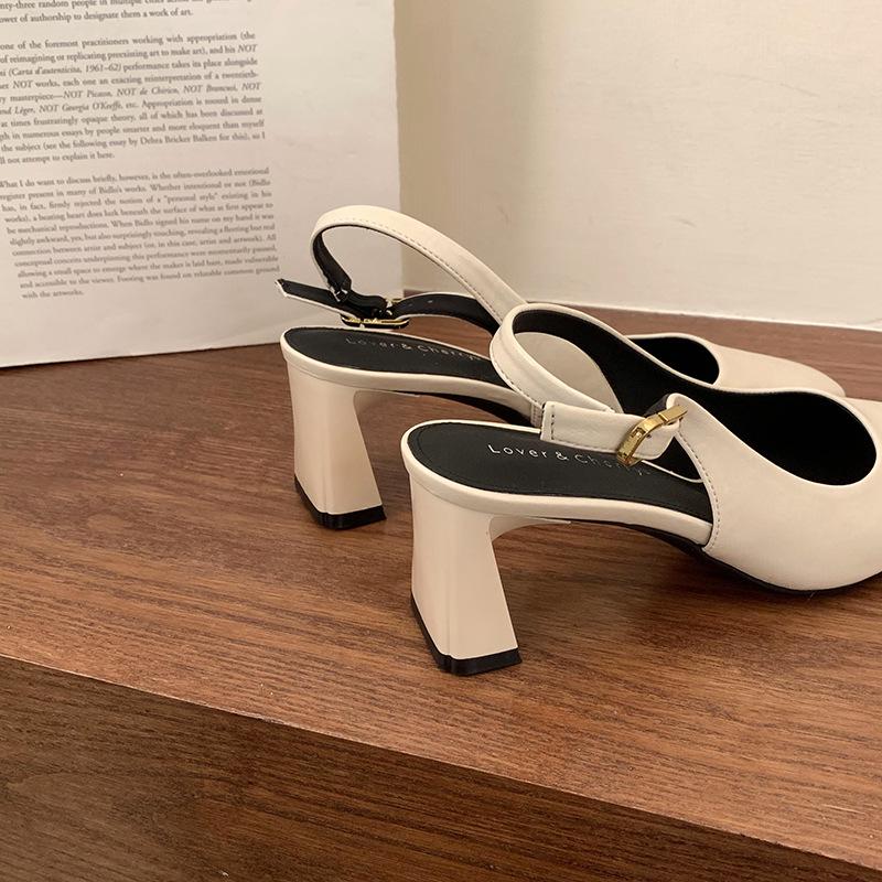 "2025 Sommer Französisch Chic Square-Toe Slingback Heels für Damen"