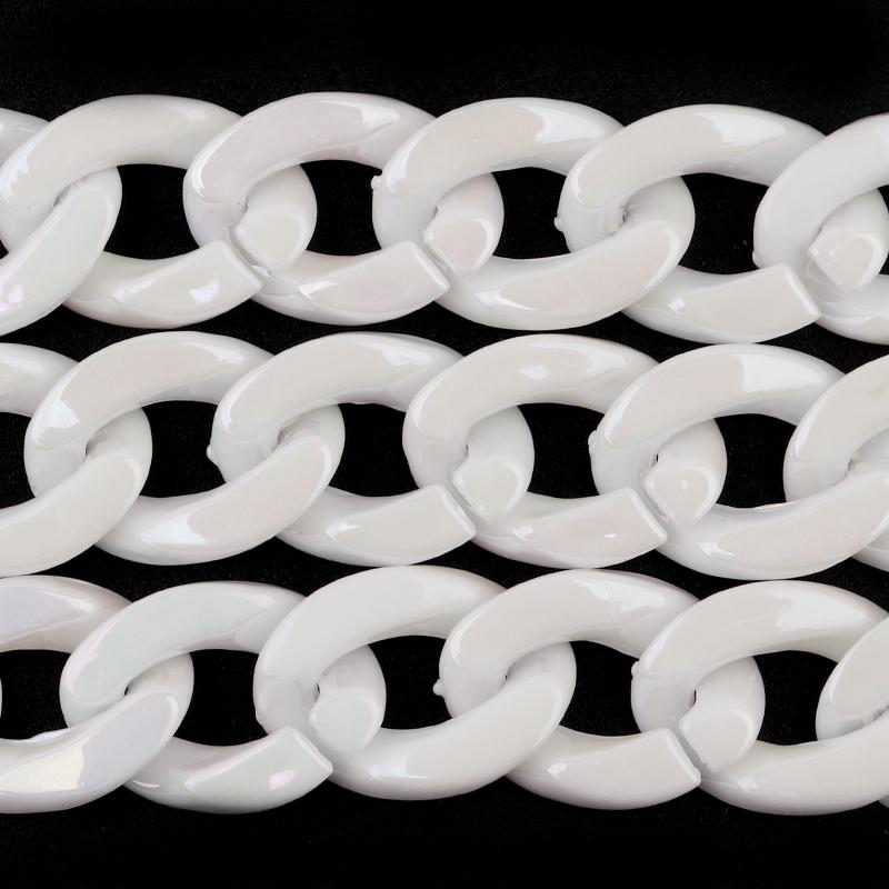 20pcs Ins Retro Rainbow Buckle Acrylic Long Chain Beads For Men Women Curb Cuban Link  Jewelry Making DIY Bracelet Necklace