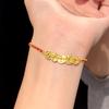 Exquisite Women's Red String Bracelet with Gold Crushed Ice Beads and Five Emperors Coins – Versatile and Stylish.
