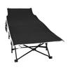 Heavy-duty Steel Tube Folding Bed, Black Frame with Black Pearl Cushions