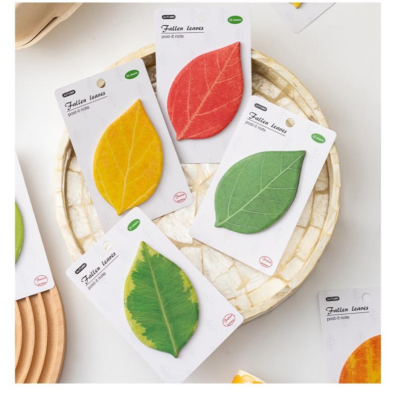 Special Shaped Sticky Notes Cross Border Leaf N Time Stickers with High Grade Sense and Strong Stickiness Leaf Memo Message