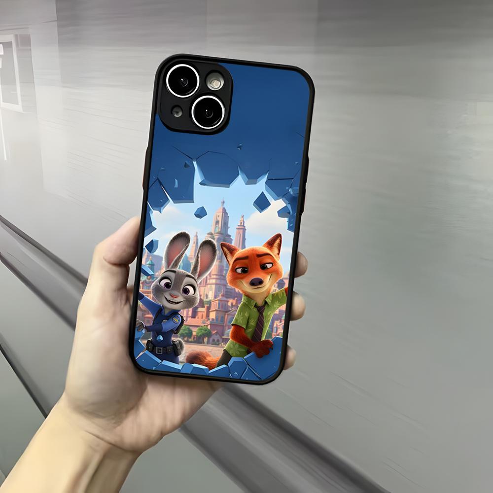 Z-ZootopiaS Nick Judy Phone Case For Iphone 17 16 15 14 13 12 Pro Max Xr Air Plus Skin Feel Black Hard Shell Cover
