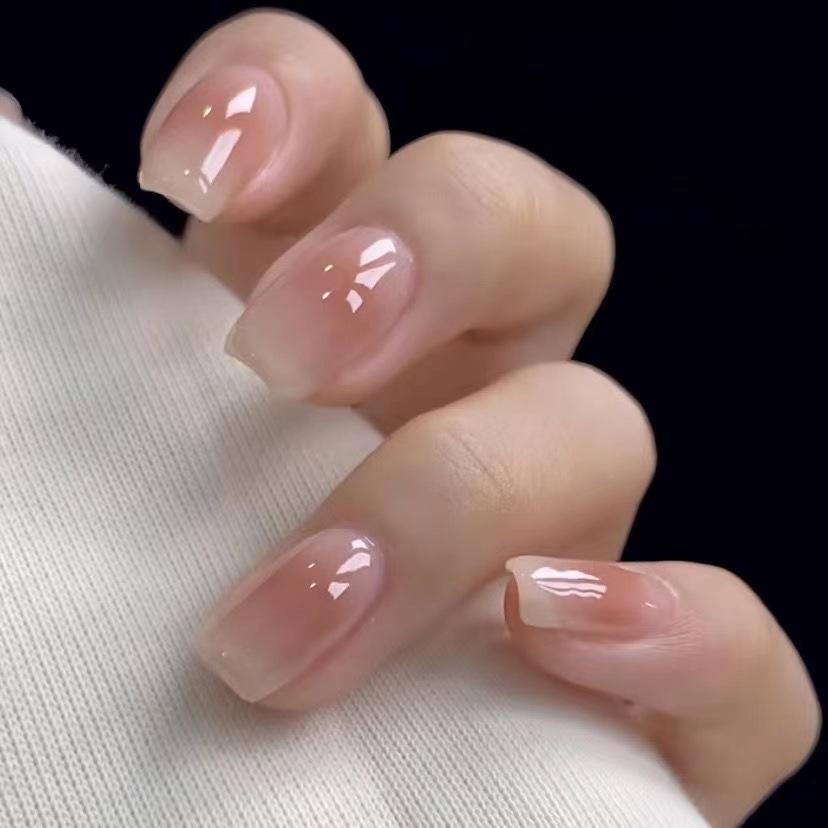 10 Pcs Gradient Coffin Handmade Press On Nails Simple Fake Nails Wearable Stick On False Nail Tips