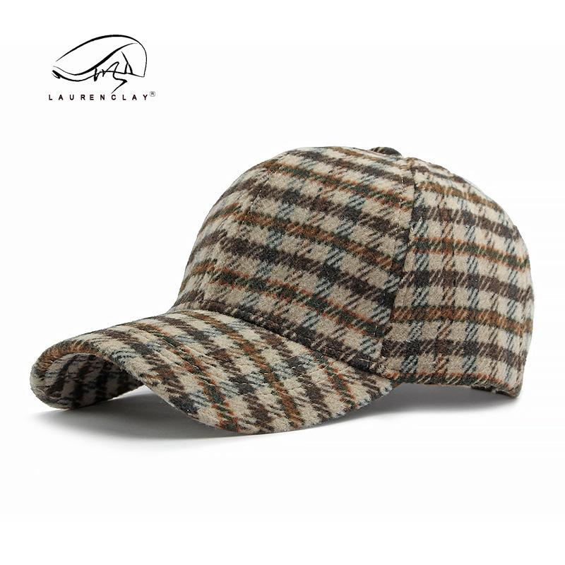 Hats Men and Women Autumn and Winter Versatile Warm Plaid Hard Top Baseball Cap Outdoor Sunscreen Shade Cap