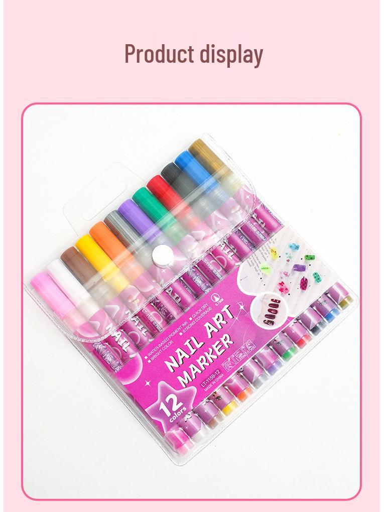 Nagelkunst Sneldrogende Waterdichte Acryl Stift Pen Set - 12 Kleuren
