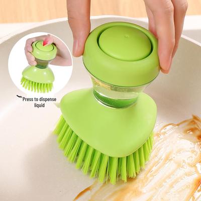 Automatic Liquid-Dispensing Pot Scrubber - Gentle Press-Type Dish Brush for Kitchen Cleaning