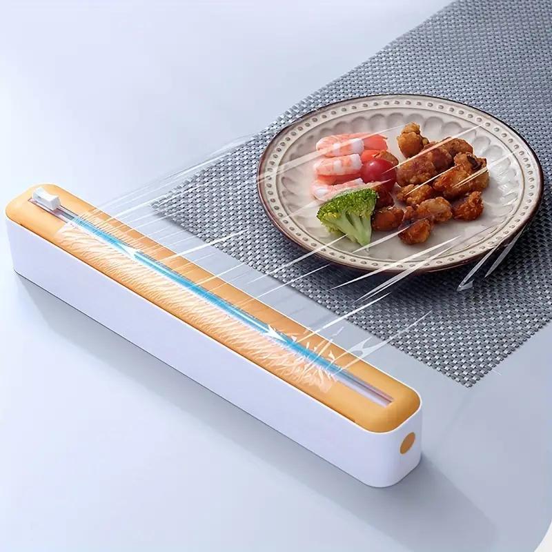 2 In 1 Plastic Wrap Cutter Cling Film Dispenser Tin Paper Aluminum Foil Parchment Paper Storage Cutting Box Kitchen Package Tool