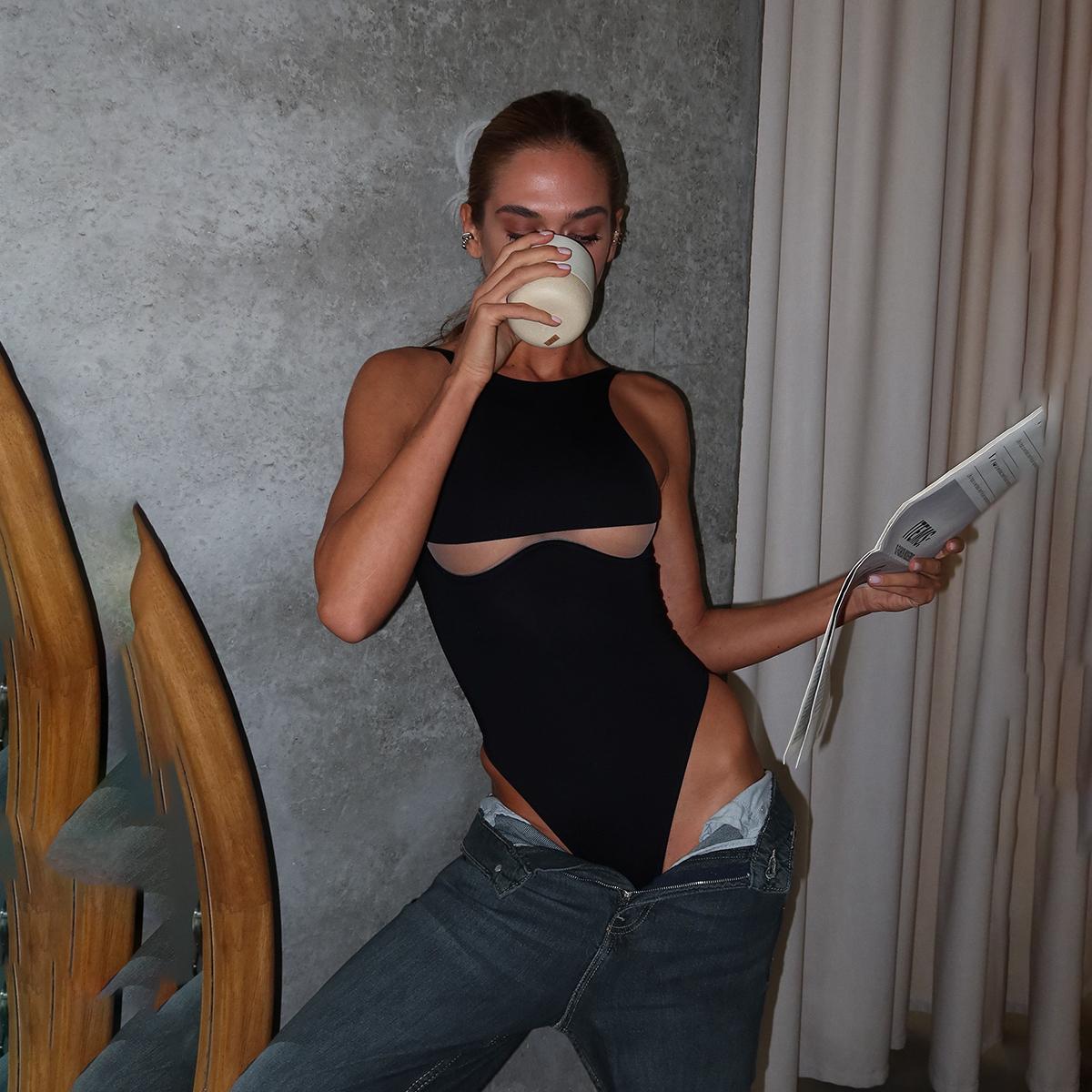 

Сексуальный женский слитный купальник пуш-ап, женский купальник халтер бикини, сетчатое монокини, купальный костюм, купальник, пляжная одежда S чёрный