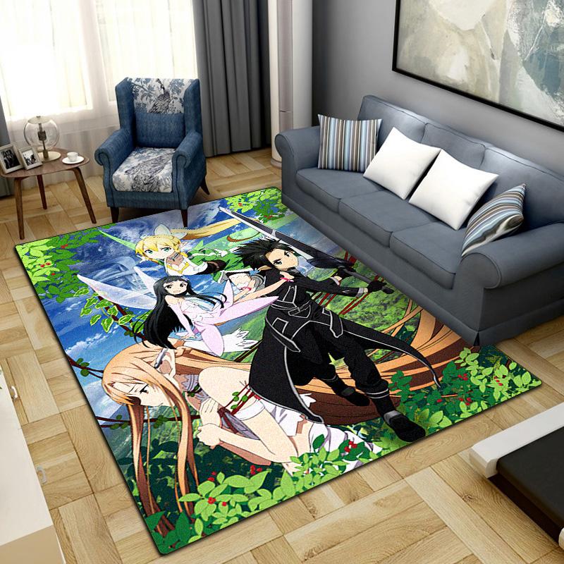 Sword Art Online Teppich Großer Teppich Rutschfeste Waschbare Fußmatte Gamer Zimmer Schlafzimmer Heimdekoration LXR87