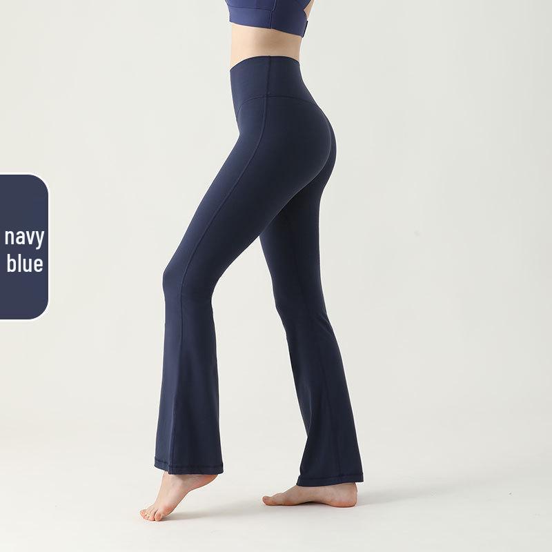 Women's High Waist Micro Flare Nude Fitness Pants - Petite, Wide Leg, One Size, Outdoor Sports.