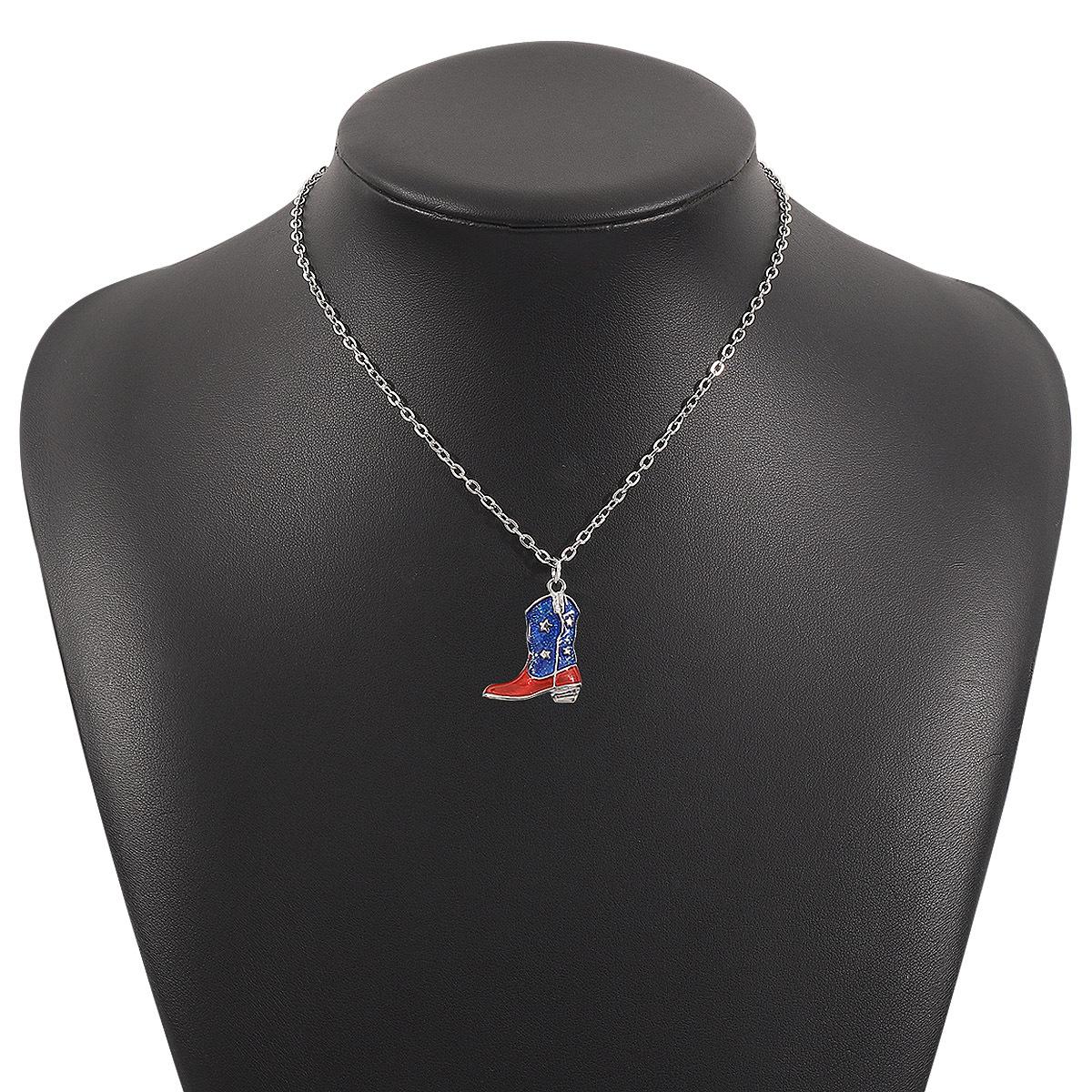 Женское Ожерелье-Подвеска Флаг Дня Независимости Личность Универсальное Геометрическое Ожерелье со Стразами Для Женщин