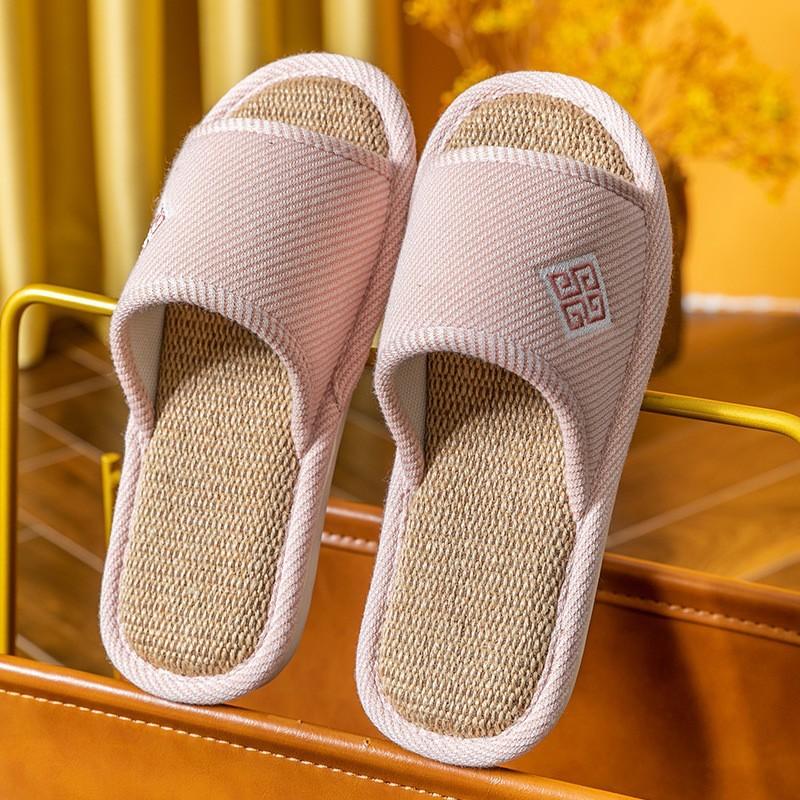 New autumn linen slippers home slippers thick bottom non-slip silent cotton and linen slippers four seasons