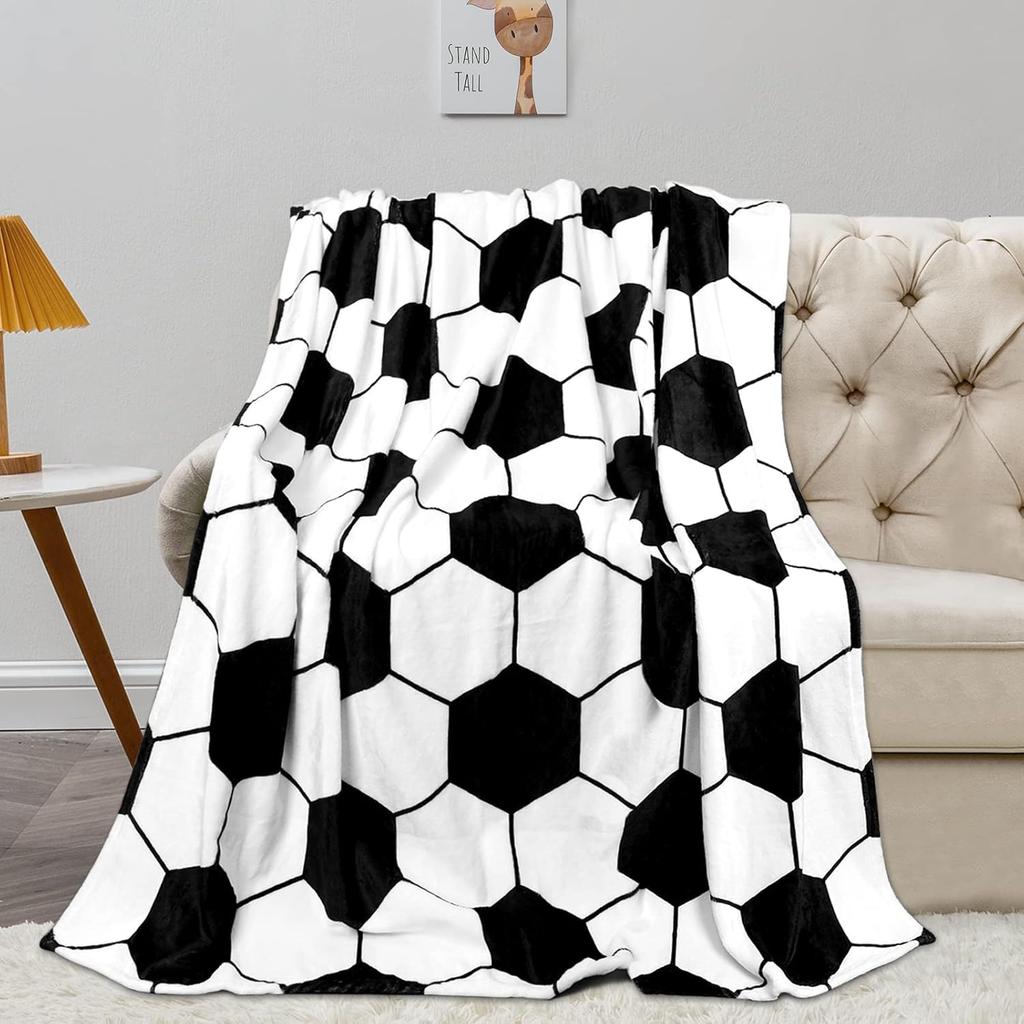 Flannel Blankets Soccer Throw Blanket Balls Football Design Blanket Warm Throws Sofa Bed Home Bedspread Travel Fleece Blanket