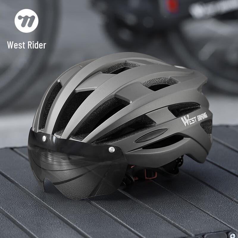 WEST BIKING Integrated Cycling Helmet with Goggles
