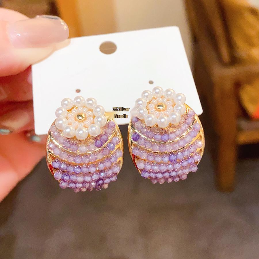 Silver Needle Heart Zircon Rhinestone Earrings - High-End Fashion Design