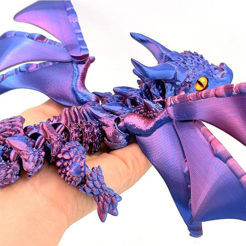 3D Printed Articulated Horned Dragon Figure Ornament - Trendy Toy Gift
