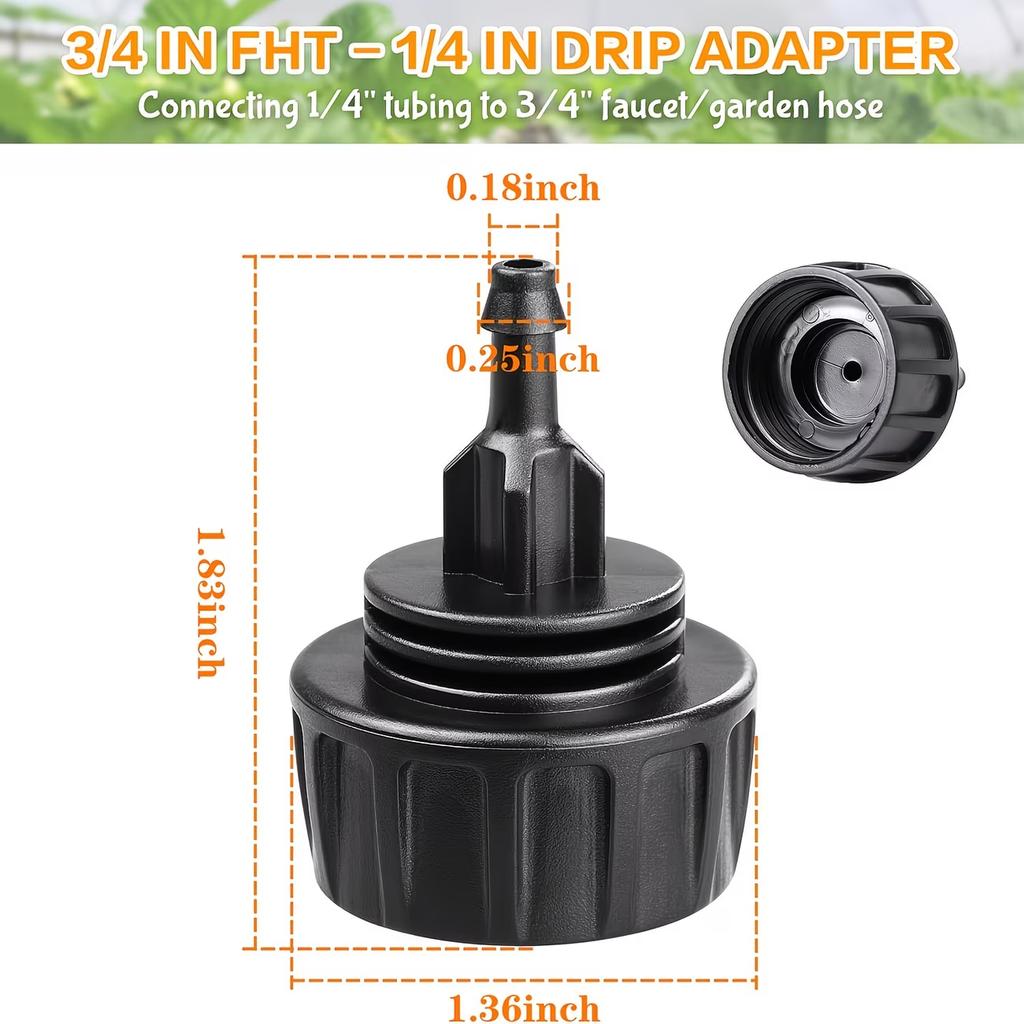 6pcs Heavy-Duty Leak-Proof Hose Connector 3/4" To 1/4" Barb Drip Irrigation Adapter For Garden Tap Compatible With US/EU Faucets