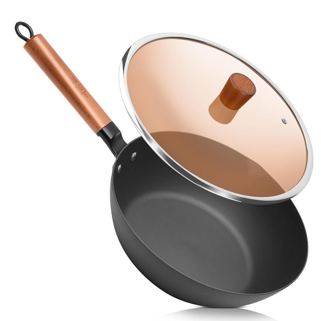 WANGYUANJI Deep Frying Iron Iron Induction Cooking Gas Stove Meat Wooden Glass Easy Cookware for Home or Commercial Use Pan, 28cm, Stir-Frying Pan,