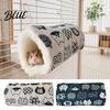 Small Pet Tunnel Hamster Bed Guinea Pig Hideout Tunnel Cute Cat Prints Plush Lined Hanging Cozy Hideout Cage Accessory for Sugar Glider Chinchilla
