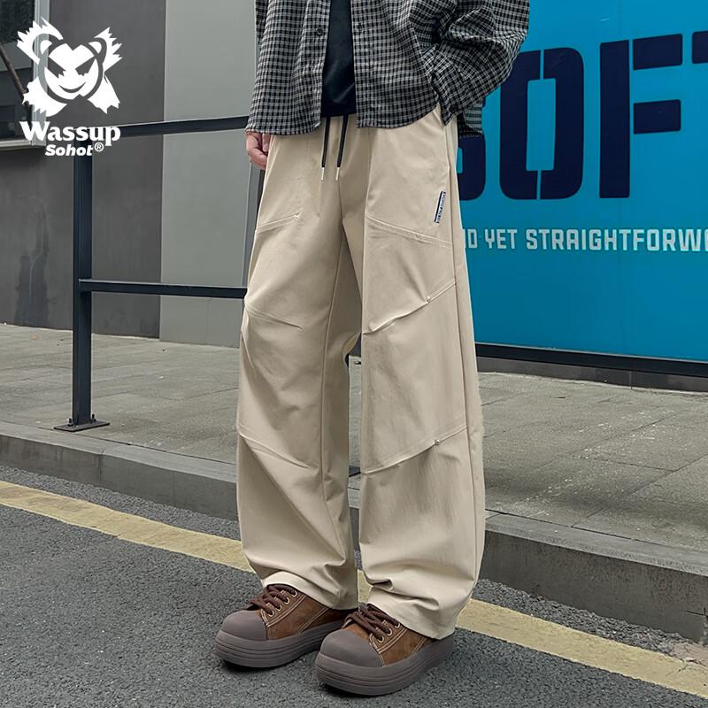 

Wassup Sohot Men s Casual Loose Straight-Leg Drawstring Pants 2XL