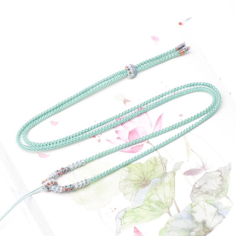 Hand-Woven Jade Pendant Necklace with Finely Wrapped Rope
