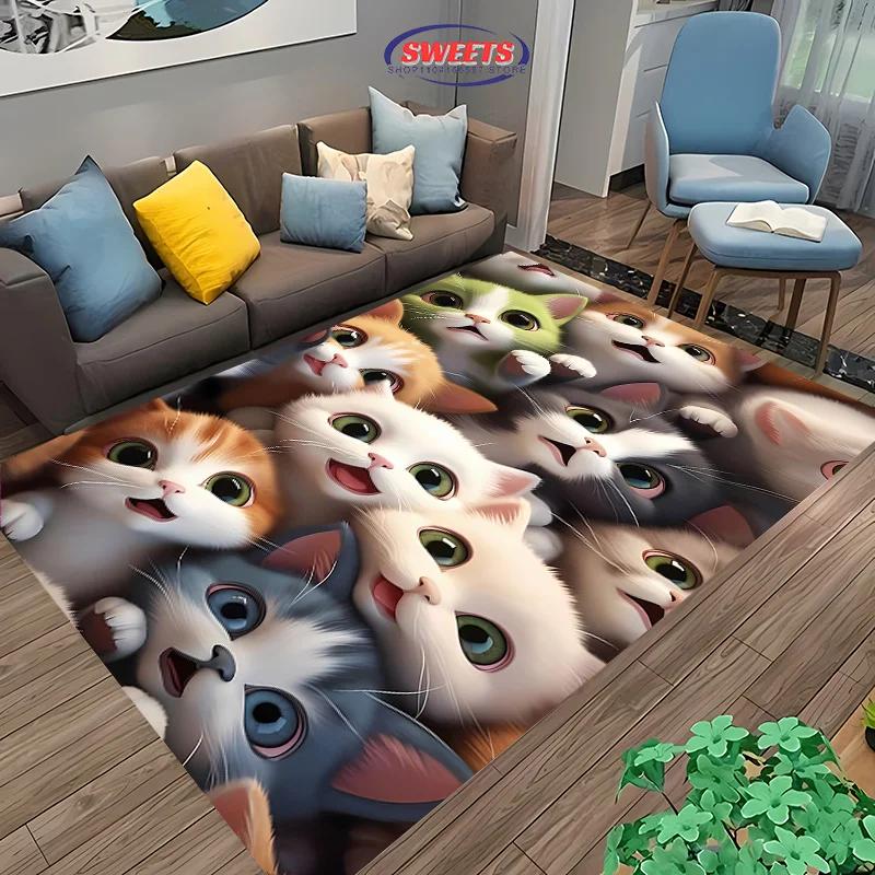 3D Cat Carpet New Release! Anti-slip Sound Insulation,Rug for Living Room Bedroom, Bedside and Office Areas,Durable Washable Mat