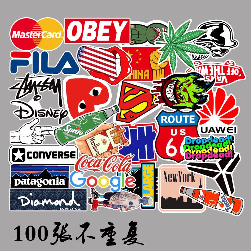 100 Pieces of Non-repeat Decorative Graffiti Stickers for Computer Car Motorcycle Skateboard Stickers