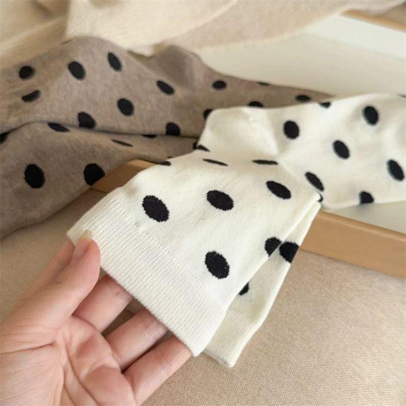 Female Autumn and Winter Thickened Warm All Go Up Wave Dot Tube Socks