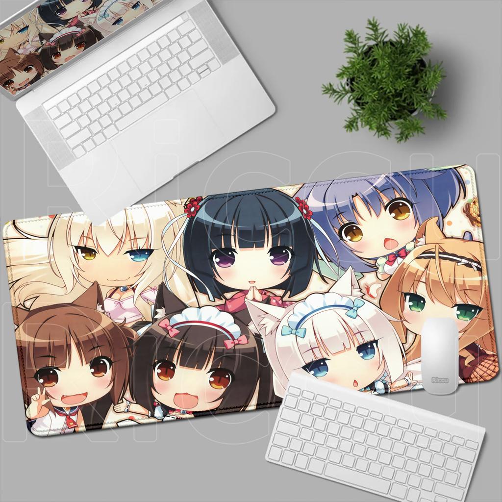 HD Anime Mousepad Cute Chocolate And Vanilla Natural Rubber Nonslip Keyboard Gaming Nekopara Extended Mat PC Office Accessories