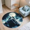 Moon Wolf,Round Area Rug,Carpet Rug for Living Room Bedroom Sofa Playroom Decor,Non-slip Floor Mat