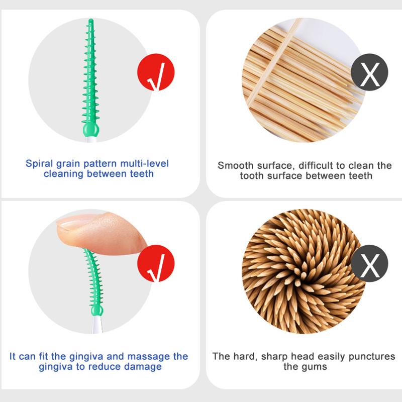 200Pcs Interdental Brushes Silicone Toothpicks Teeth Floss Oral Hygiene Teeth Cleaning Bristle Clean Between Teeth Toothbrush