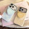 Korean-style magnetic stand case for Apple iPhone 17 Pro Max, suitable for 16 with plaid pattern and bow, 15 matte finish, 14 shockproof