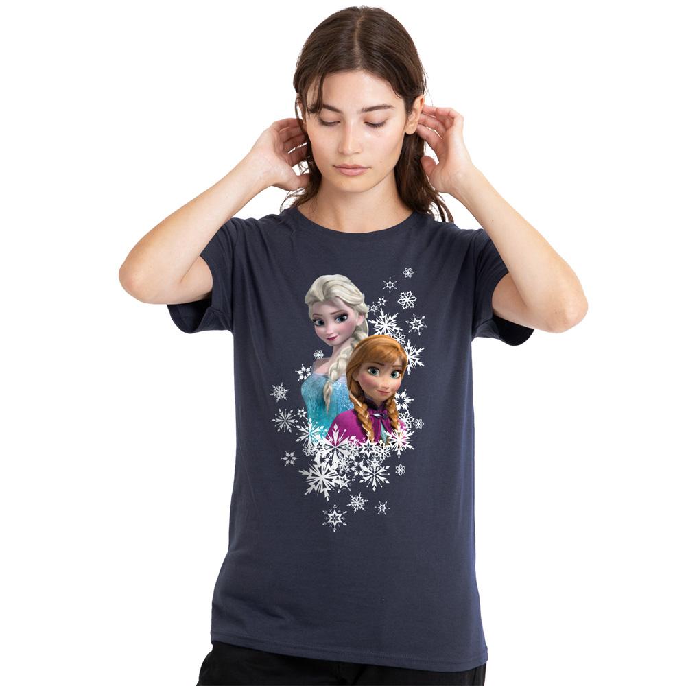 Frozen Womens/Ladies Anna And Elsa Snowflake Portrait T-Shirt