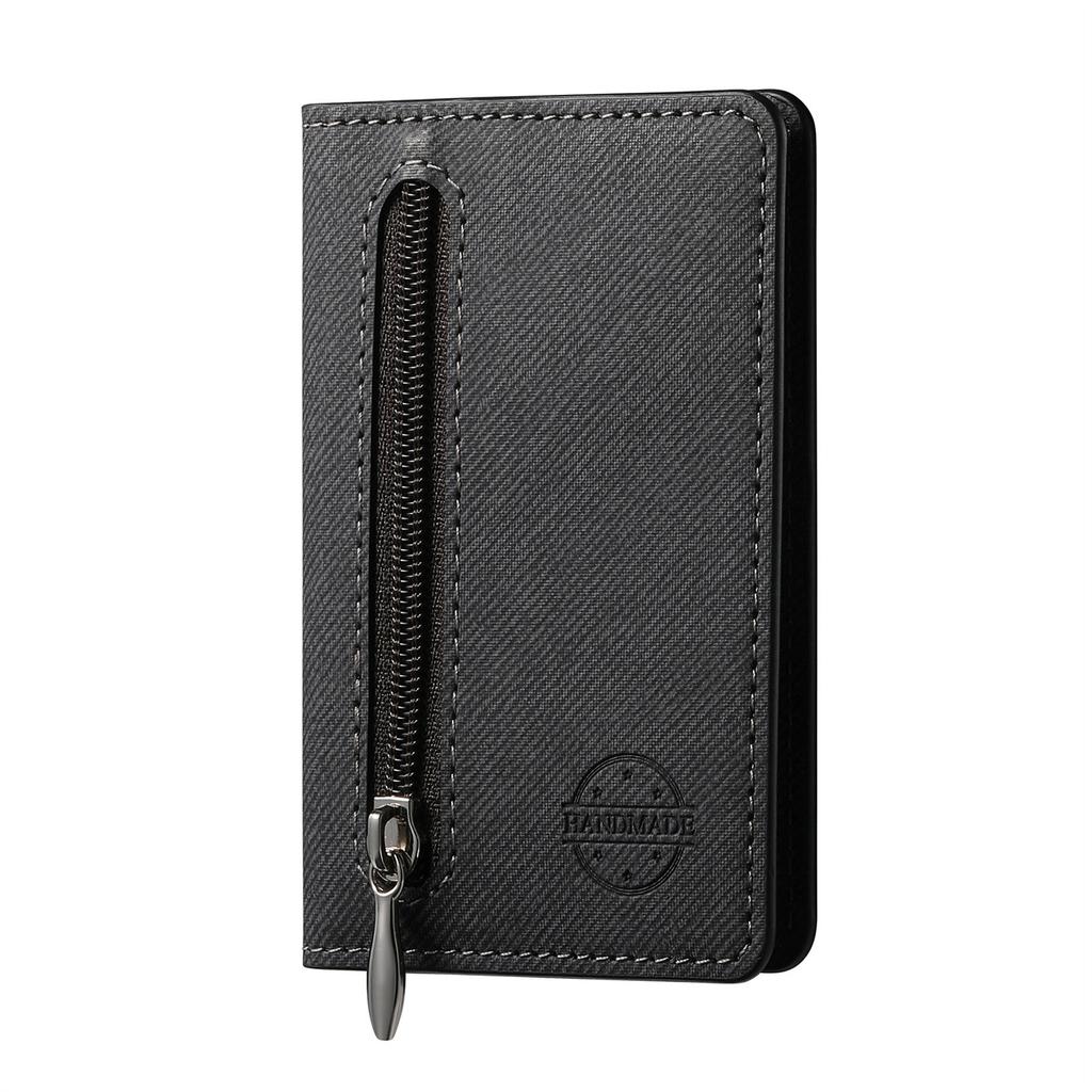 Mobile Phone Case Card Holder With PU Leather Back Sticker Card Bag Portable Zipper Wallet Stand For iPhone 16 Pro Max 15 14 13