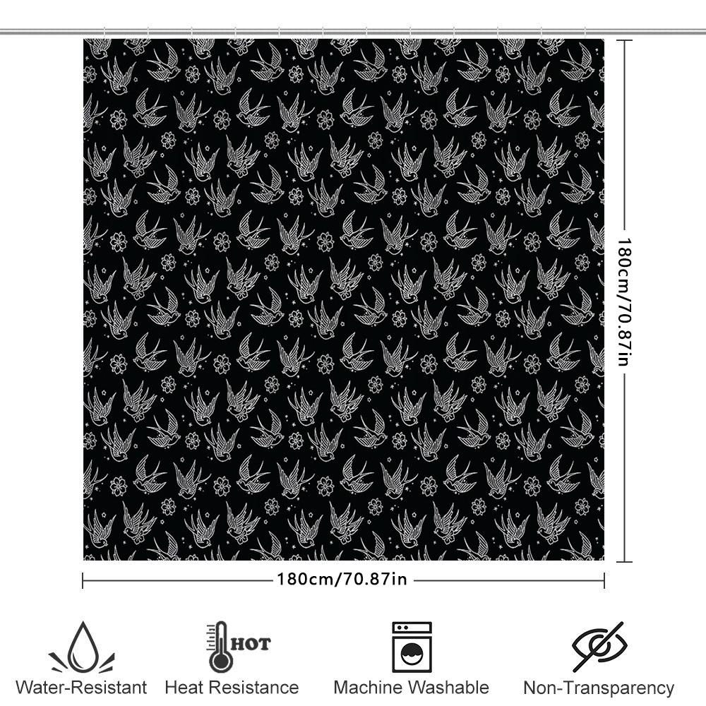 Vintage Floral Shower Curtain Botanical Pattern Bathroom Decor Rustic Farmhouse Linen Fabric Waterproof Curtains