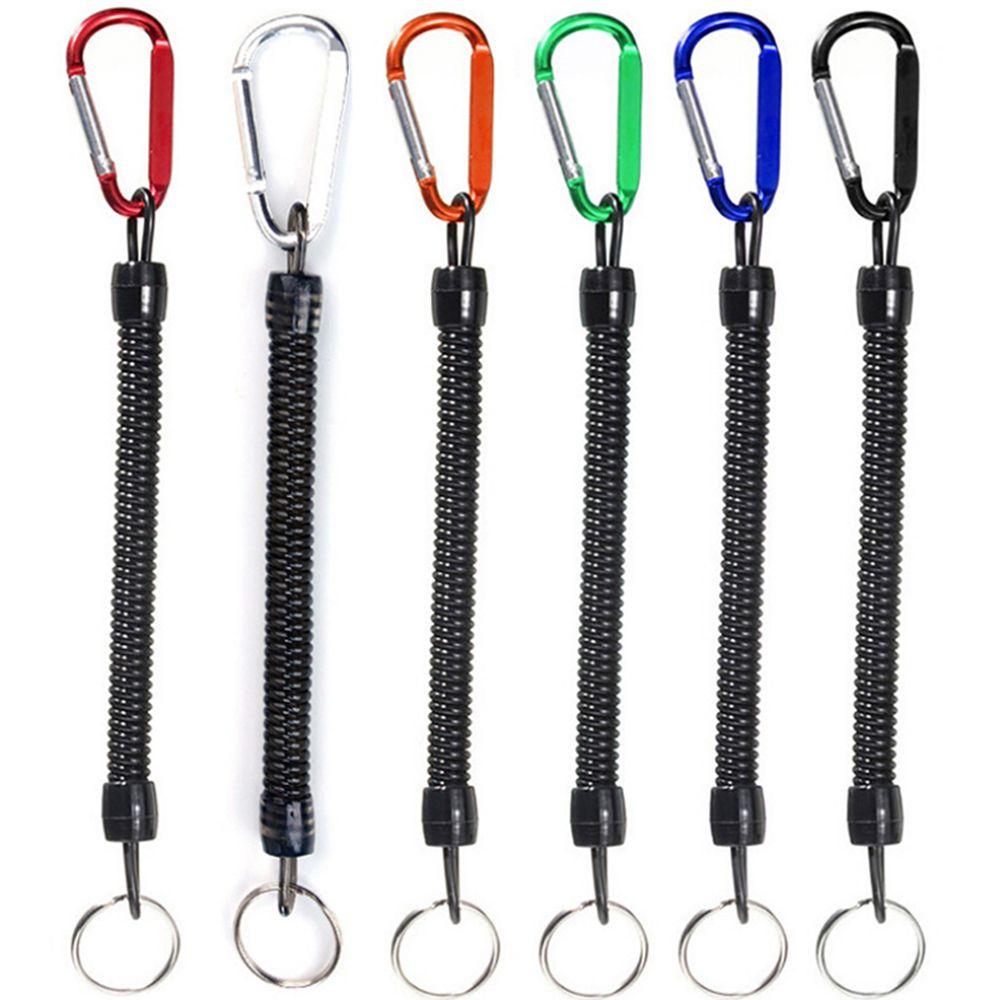 Camping Anti-lost Tools Tackle Elastic Retractable Fishing String Spring Rope Lanyards Carabiner