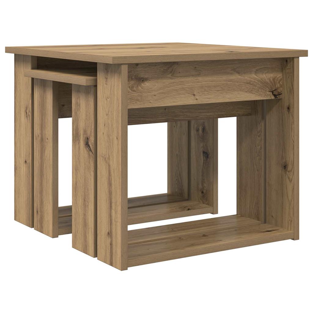 Coffee Table Set 2 Pcs Artisan Oak Wood Based Material