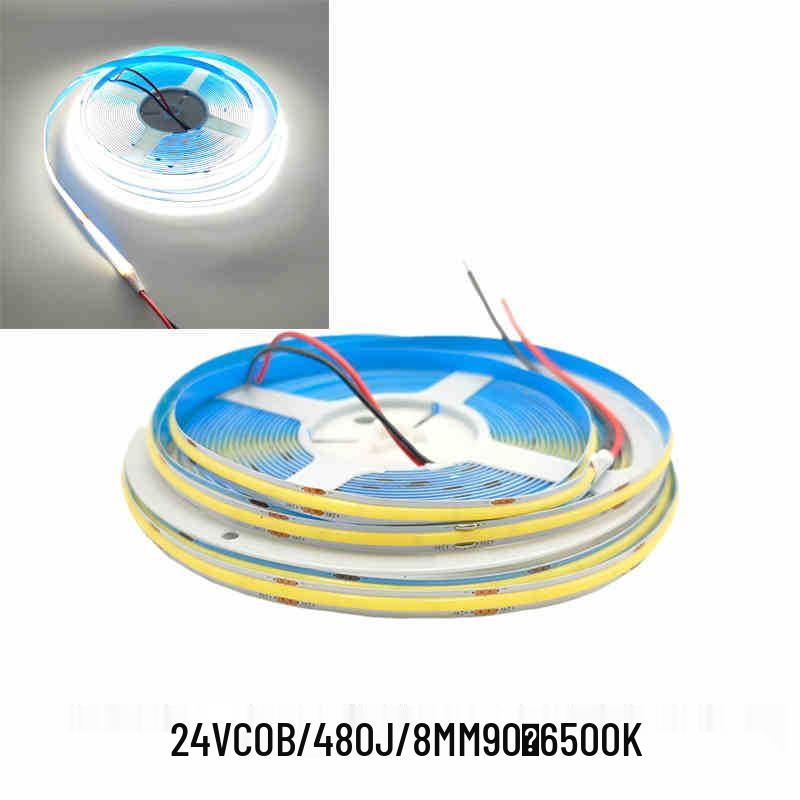 COB Self-Adhesive LED Light Strip: Flexible 5V/12V/24V, Low Voltage, Three-Color for Home, Ceiling, Cabinet, and Mall Decor