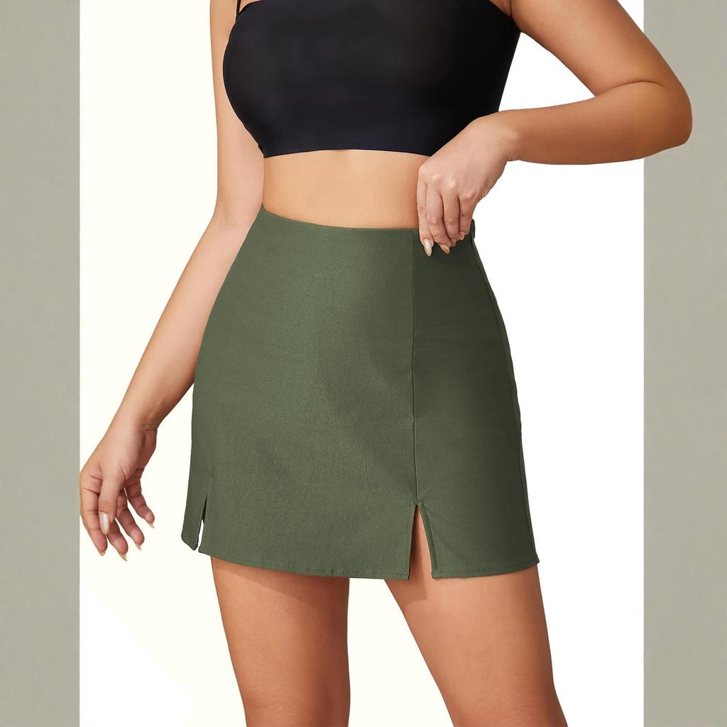 Pantaloni scurți eleganți cu talie înaltă pentru femei, bodycon, casual, cu crăpătură laterală