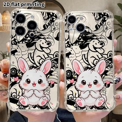 Phone Case: 2D Flat Design, Suitable for iPhone 18 17 16 15 14 13 Pro Cases, Cute Little White Rabbit, Perfect Christmas and Halloween Holiday Gift