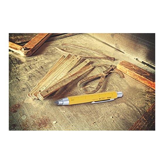 TROIKA 5.6mm Drop Lead Holder Clutch Pencil Zimmermann Carpenter's Pencil 5.6mm HB Lead Centimeter/Inch Ruler Integrated Sharpener Yellow