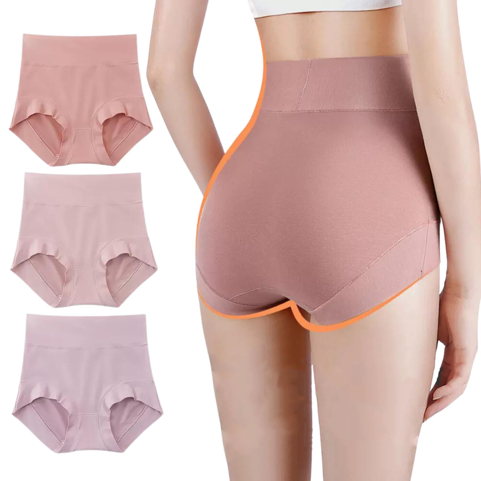 

ComfyCove Набор Живот Комфортный Холодный Удобный Без Ластовицы Доступны Большие Размеры C Цвет Темный Светлый 3 Штуки Трусики с Высокой Посадкой, Хлопок, Теплее,