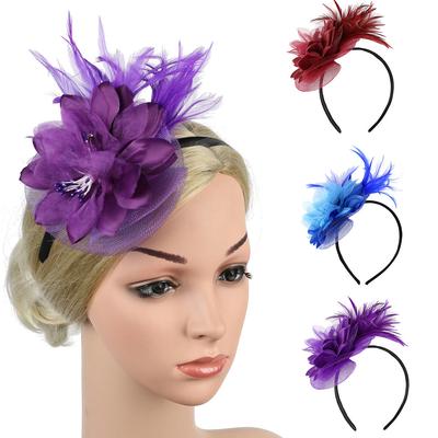 Feather Fascinators Dámská květinová čepice pro svatební čelenku na koktejlový ples