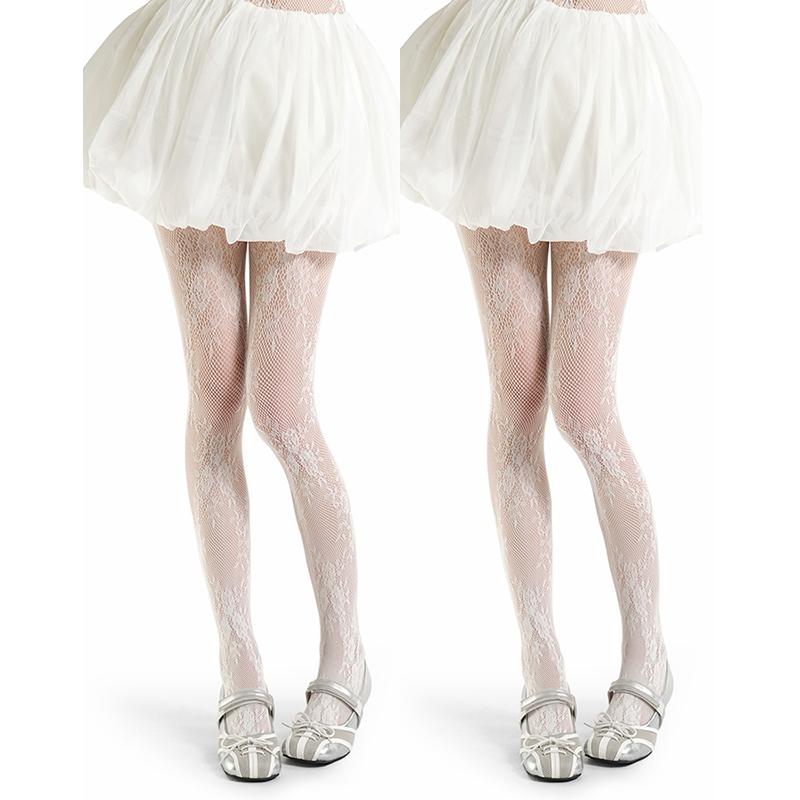 Cute Lolita Tights Women Sexy Lace Floral Thigh High Stockings Pantyhose Lingerie Hosiery Mesh Fishnet Stockings Women Tights