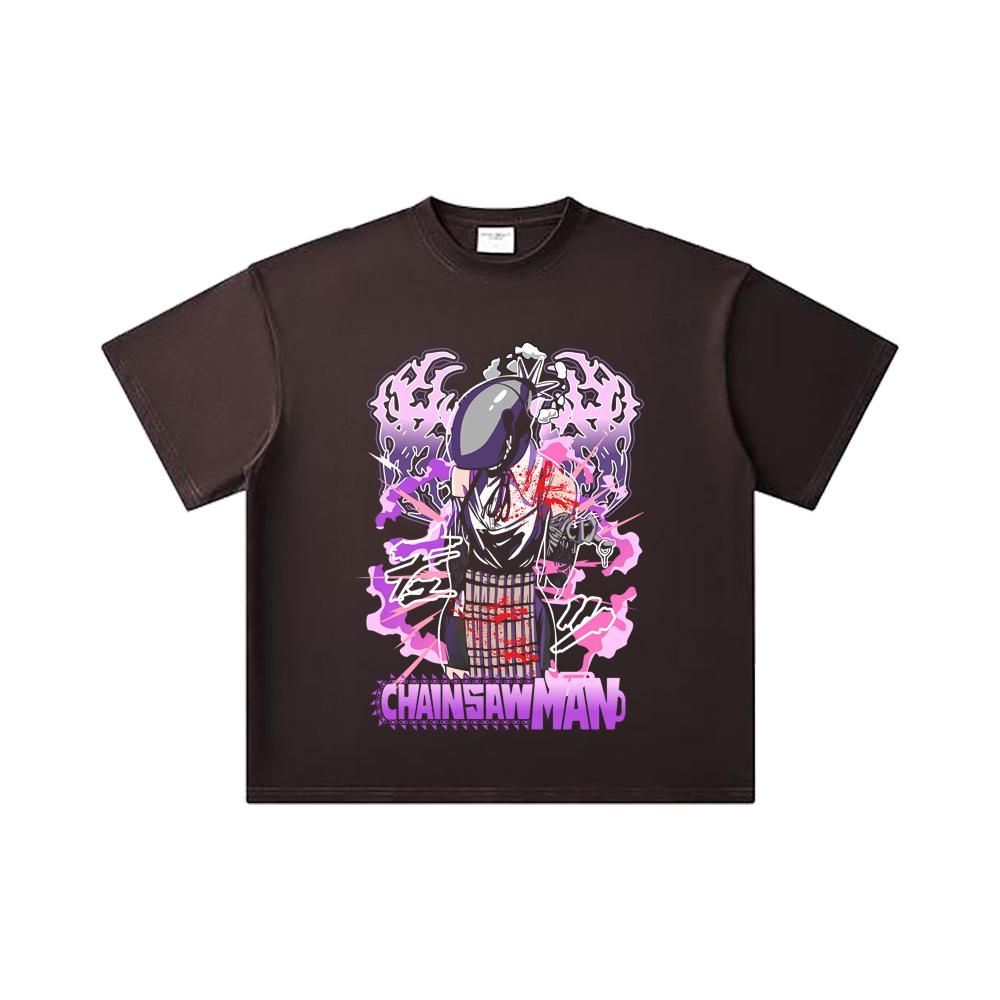 260 GSM Double Yarn 32 Count 100% Cotton Chainsaw Man V53 Reze Print Unisex Heavy Cotton T Shirt